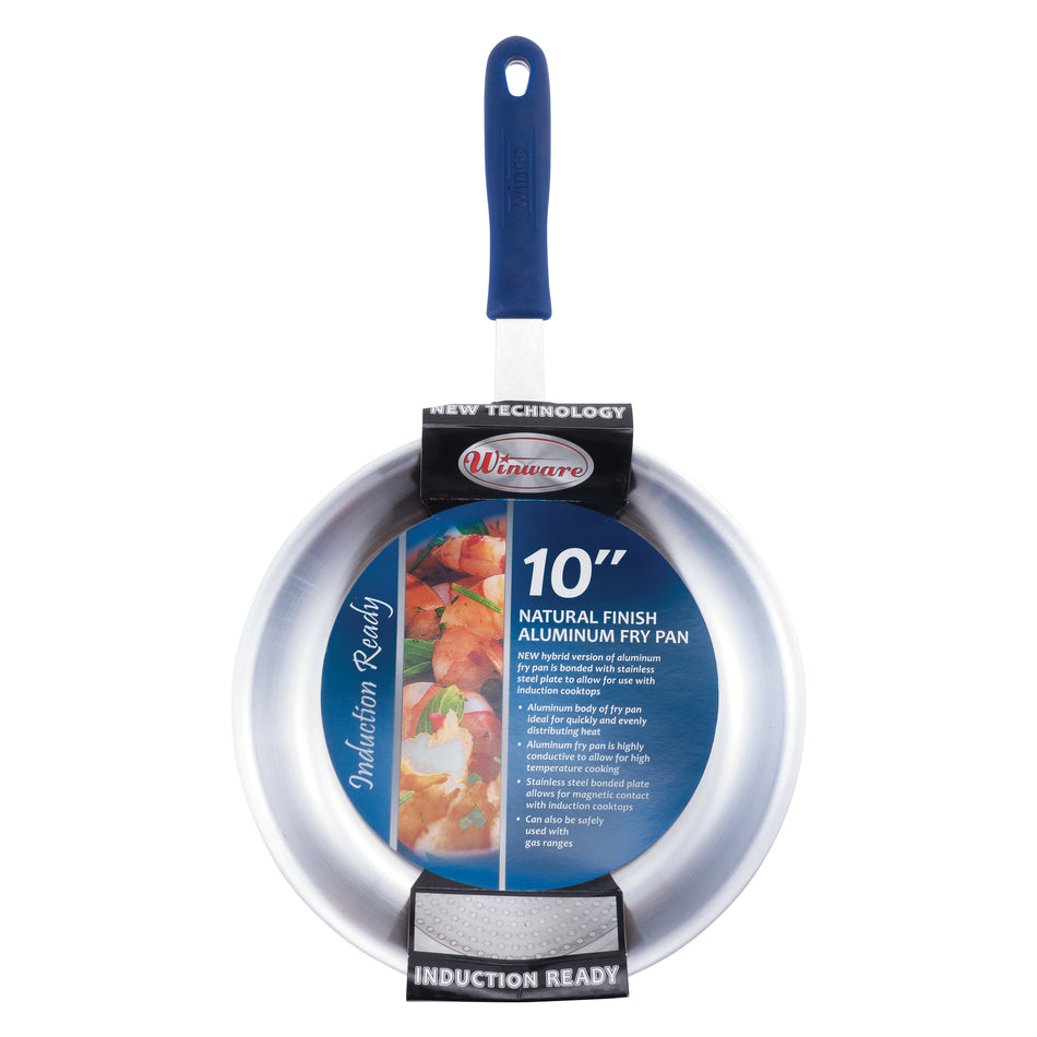 Winco AFPI-10H 10 Inch Fry Pan Riveted Handle Silicone Sleeve Induction Ready Aluminum