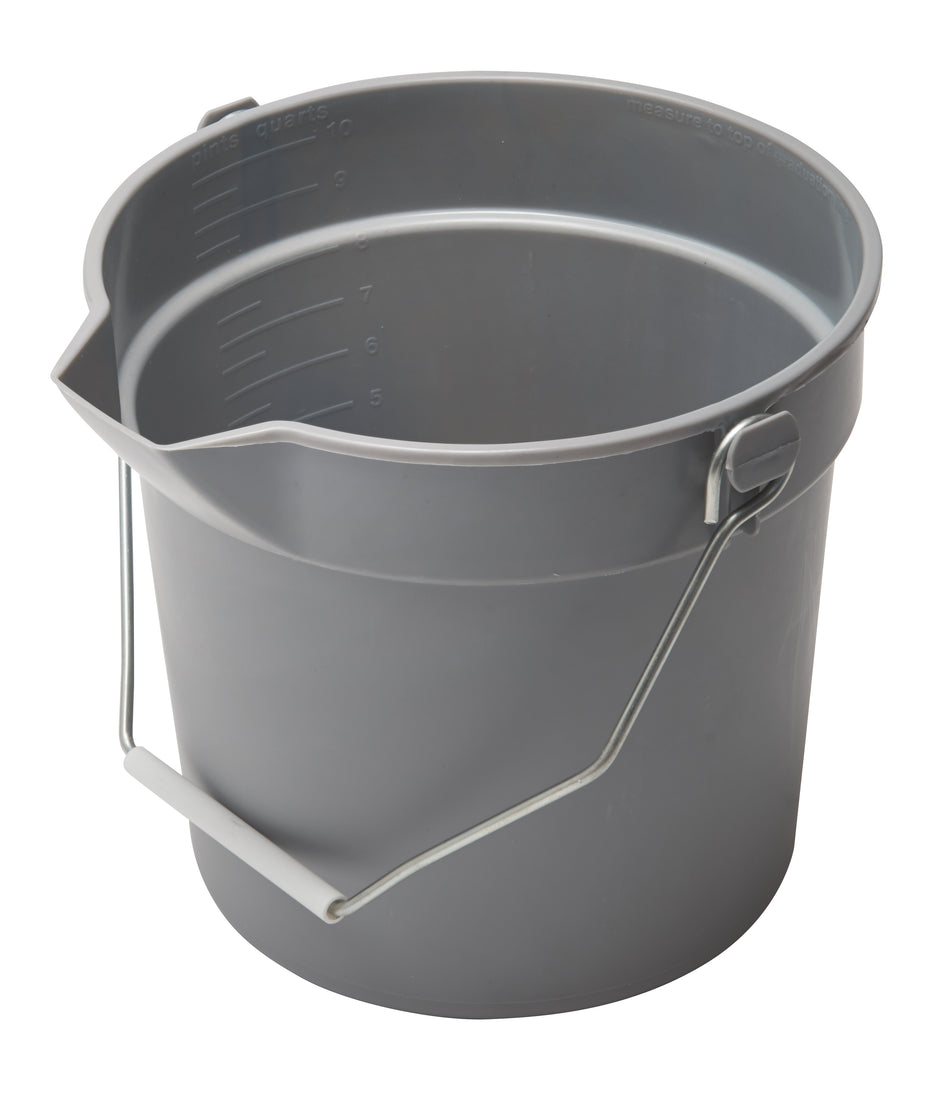 Winco UPP-10G 10 Qt Utility Pail with Pour Spout Molded Graduations Gray Plastic