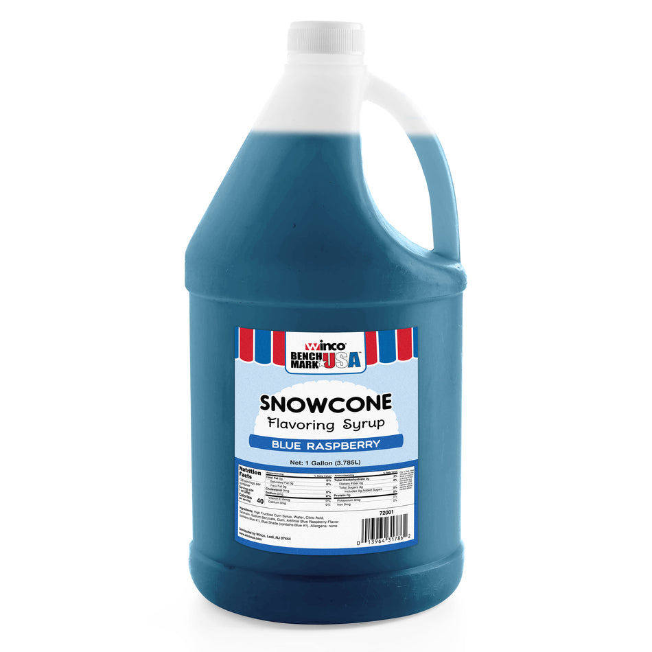 Winco 72001CS 7 Inch Blue Raspberry Snow Cone Syrup 4 Gallons Per Case