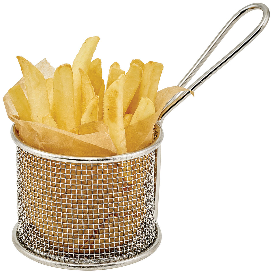 Winco FBM-32R 3-3/4 Inch Diameter Mini Fry Basket Dishwasher Safe Stainless Steel