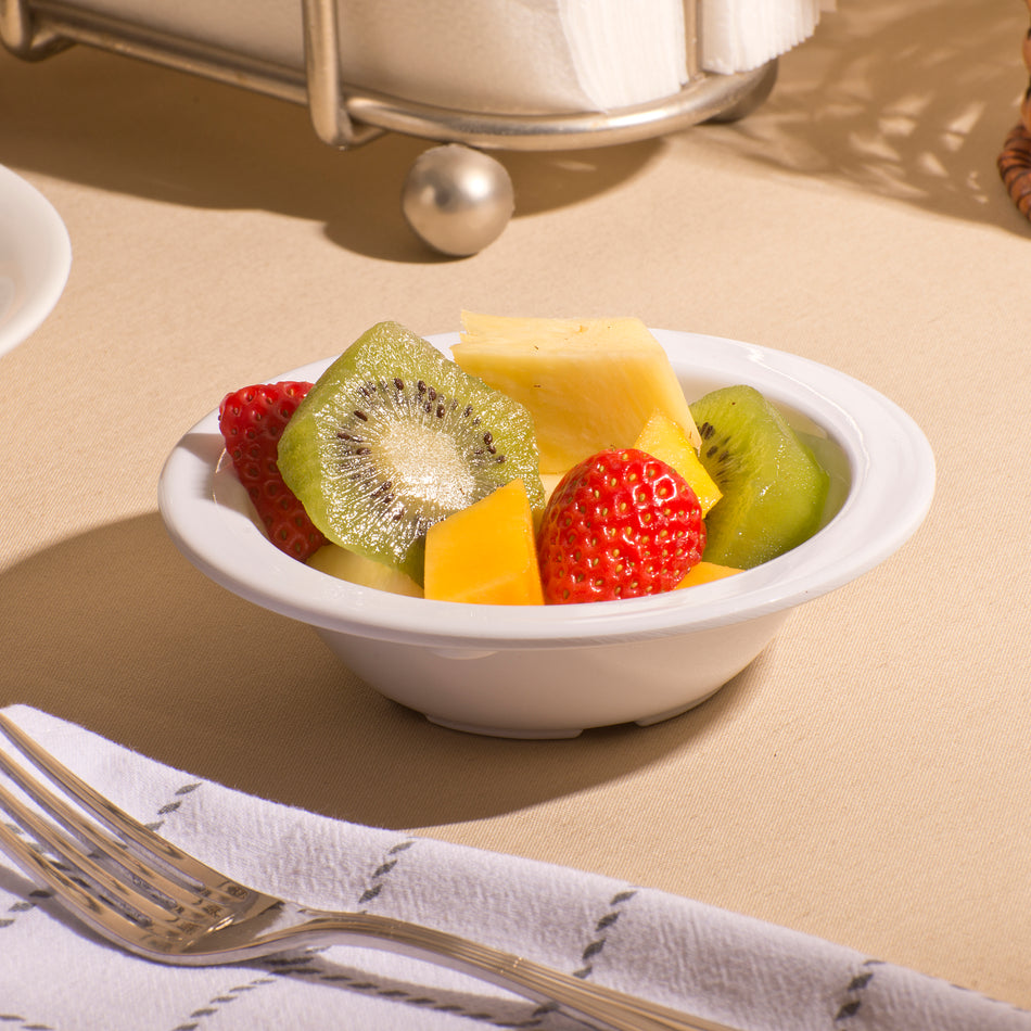 Winco MMB-5W 5 Oz Fruit Bowl Round Dishwasher Safe White Melamine