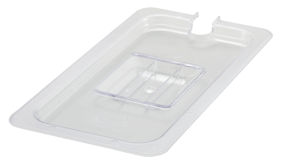 Winco SP7300C 1/3 Size Slotted Food Pan Cover with Handle Polycarbonate Clear