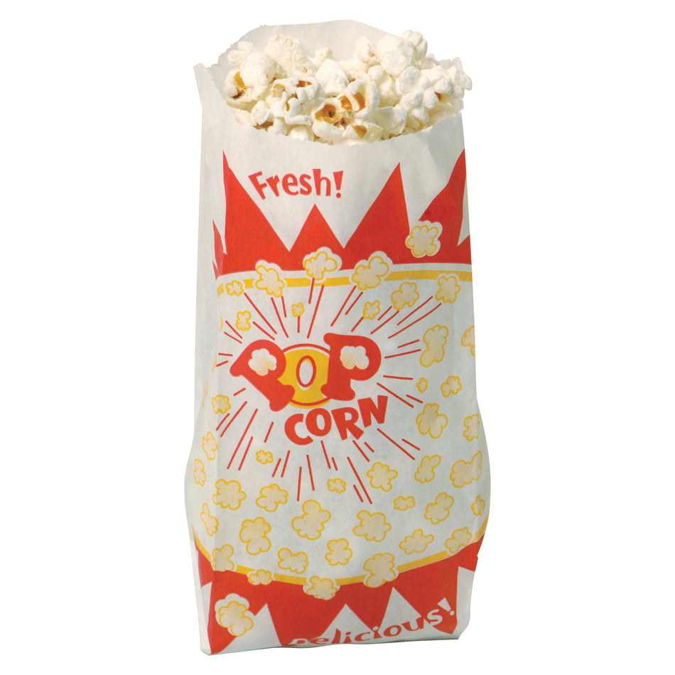 Winco 41001 1 Oz Benchmark Popcorn Paper Bag 3-1/2 Inch Width 1000 Bags