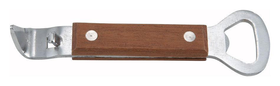 Winco CO-303 7 Inch Can Tapper and Bottle Opener Stainless Steel with Wooden Handle