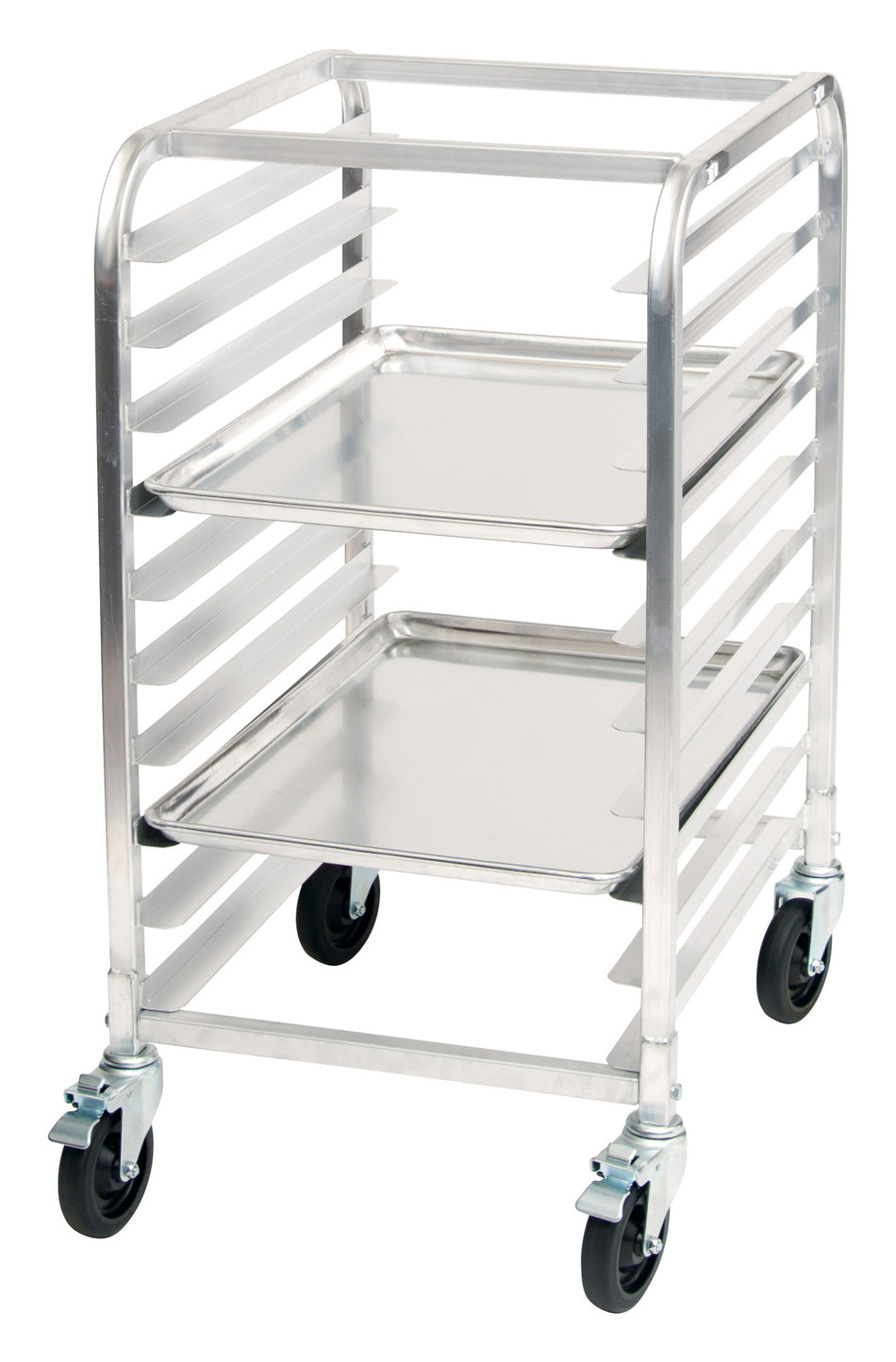 Winco AWRK-10 21 Inch Half Height Mobile Pan Rack Aluminum with Casters