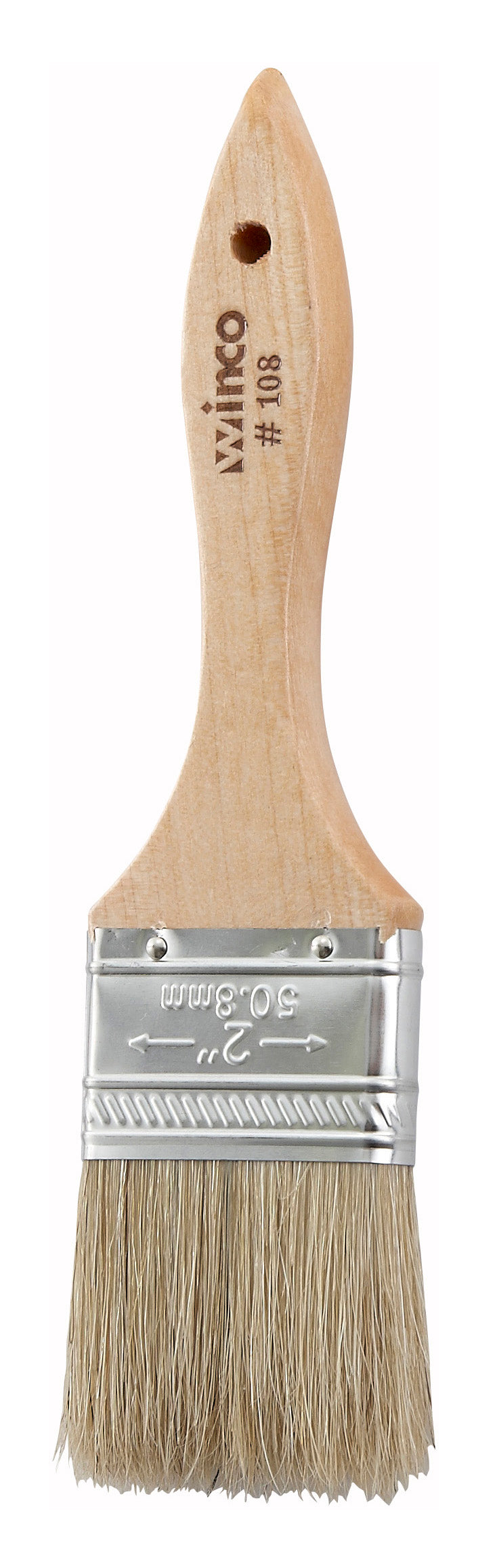 Winco WBR-20 2 Inch Boar Hair Flat Pastry Brush Wooden Handle Metal Ferrules
