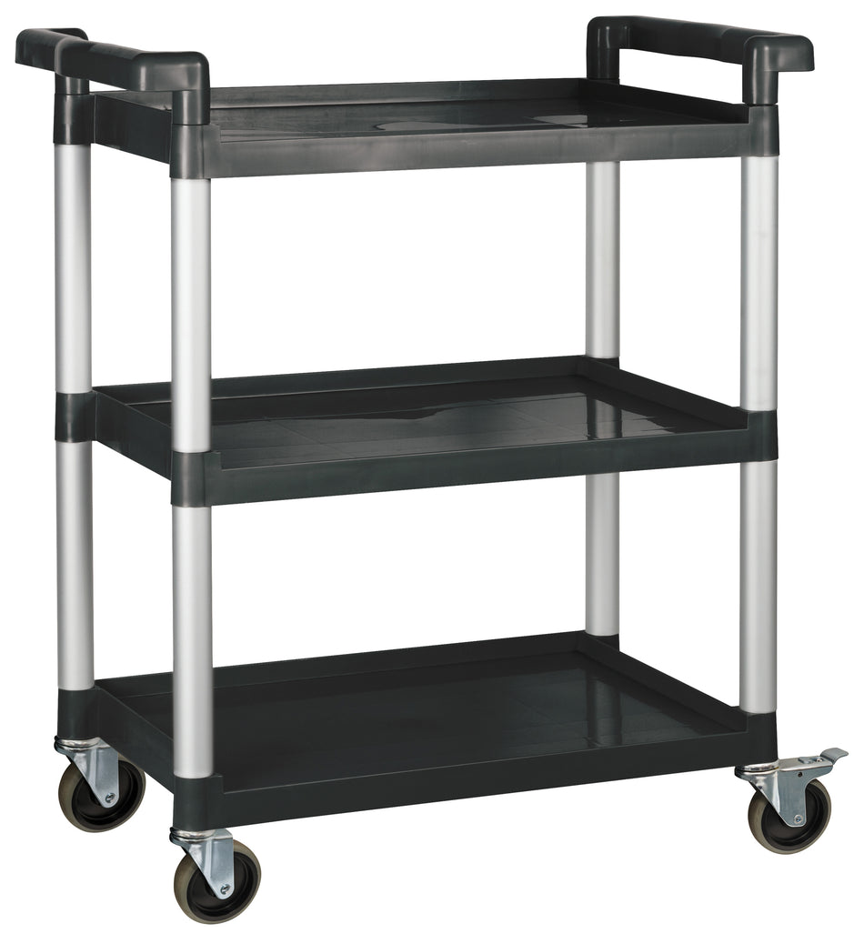 Winco UC-2415K 32 Inch 3-tier Utility Cart Plastic Black 330 lb Capacity
