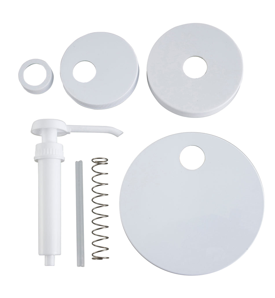 Winco PKT-6 9 Inch Pump Kit with 5 Lids Plastic White Condiment Syrup Pump