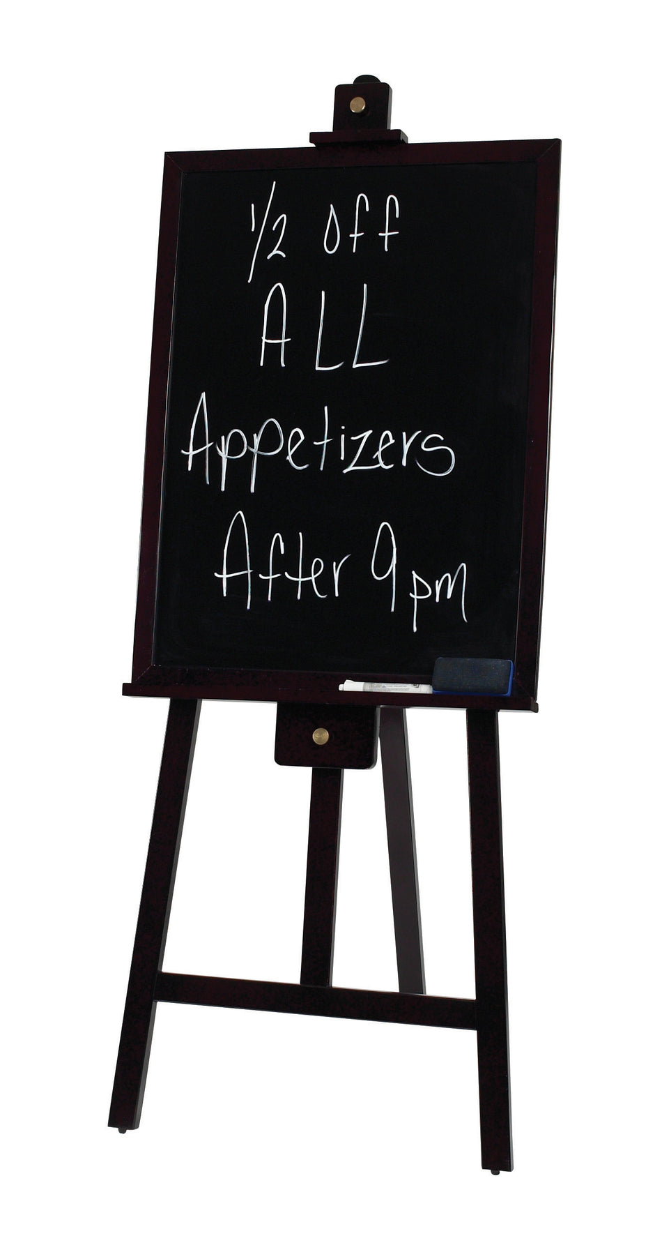 Winco MBBE-3 23-1/4 Inch Tripod Display Easel with Solid Wood Frame Mahogany Finish