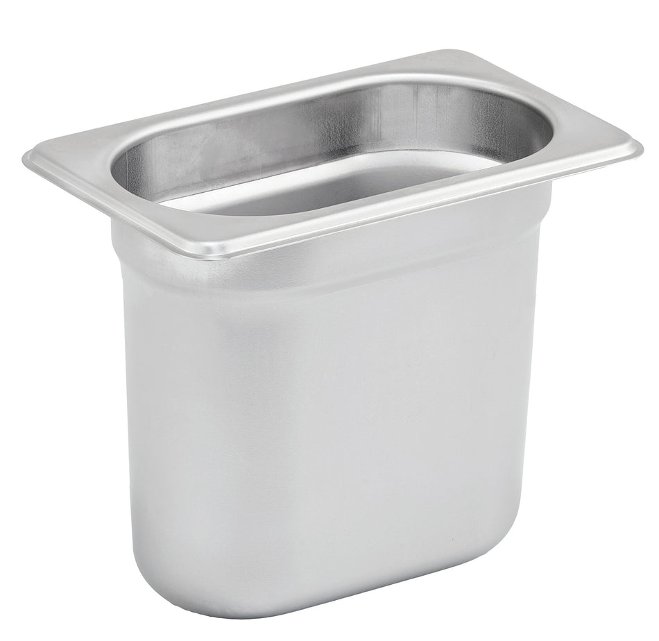 Winco SPJH-906GN 6-3/4 Inch Steam Table Pan 1/9 Size 22 Gauge Stainless Steel with anti-jamming