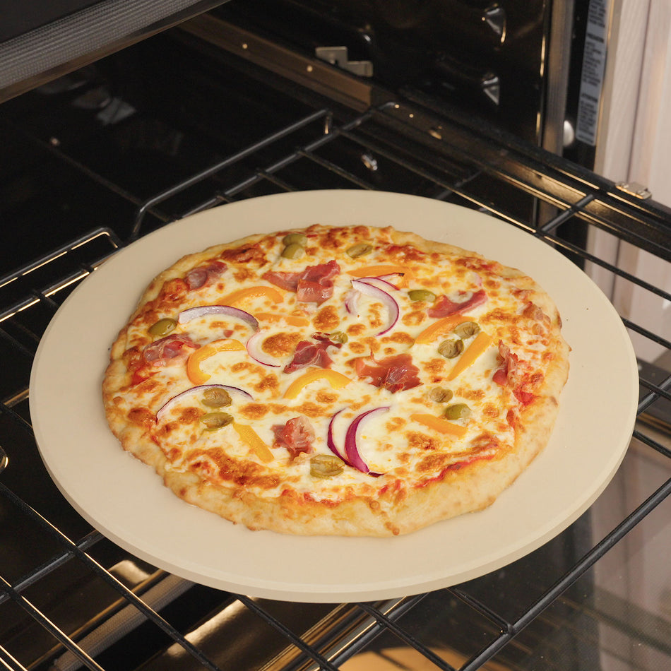 Winco KCH-08411 16 Inch Diameter Round Pizza Stone Beige Cordierite with Durability