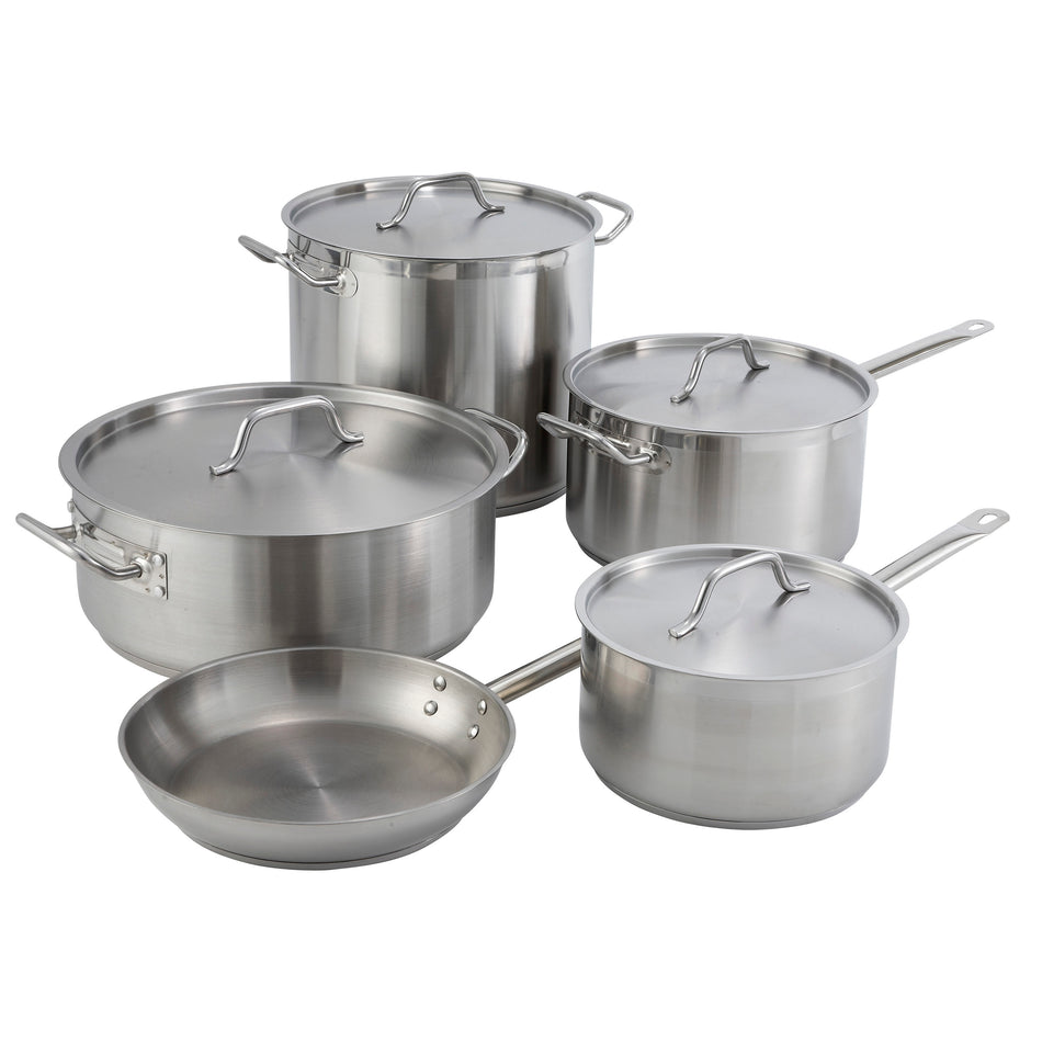 Winco SSFP-8 8 Inch Fry Pan Induction Ready Riveted Handle Tri-Ply Aluminum Core Stainless Steel