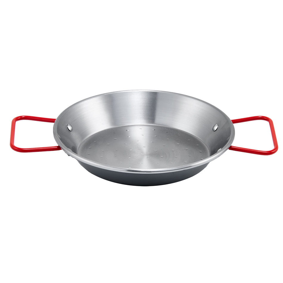 Winco CSPP-7 7-7/8 Inch Diameter Round Paella Pan Polished Carbon Steel with Riveted Handles