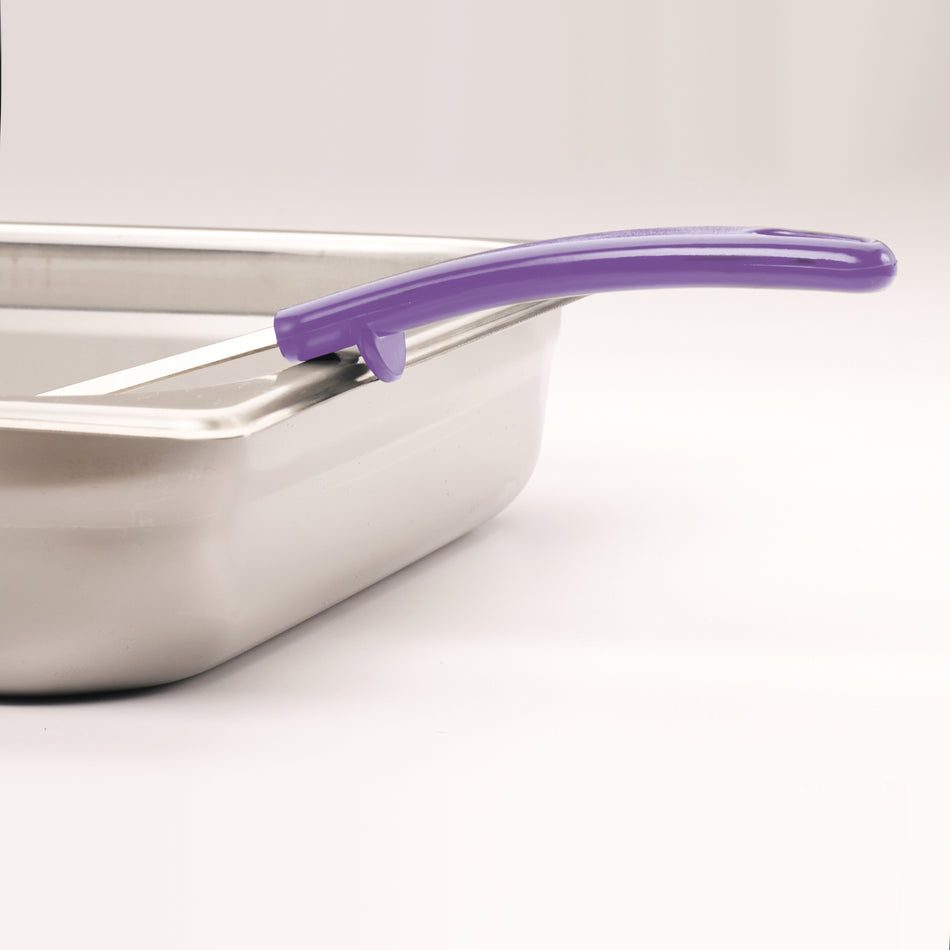 Winco FPP-4P 4 Oz Food Portioner Perforated Stainless Steel Purple Handle