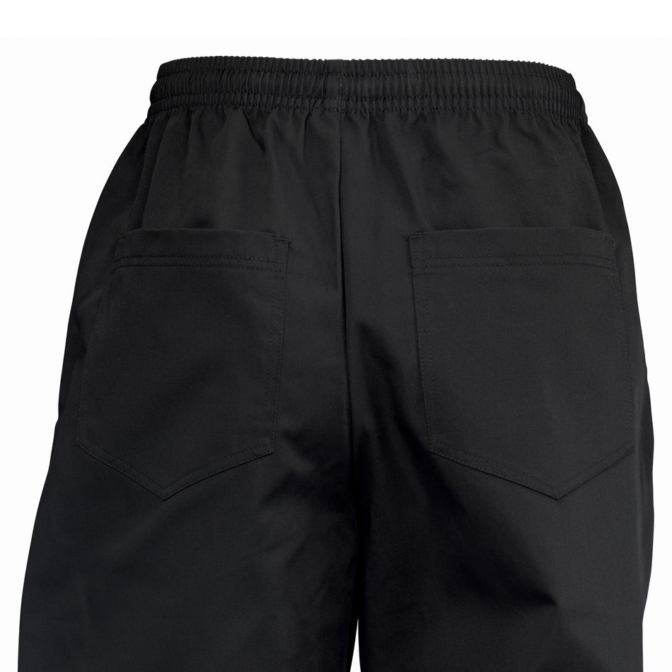 Winco UNF-2KXL XLarge Newbury Chef Pants Relaxed Fit Elastic Waistband Black