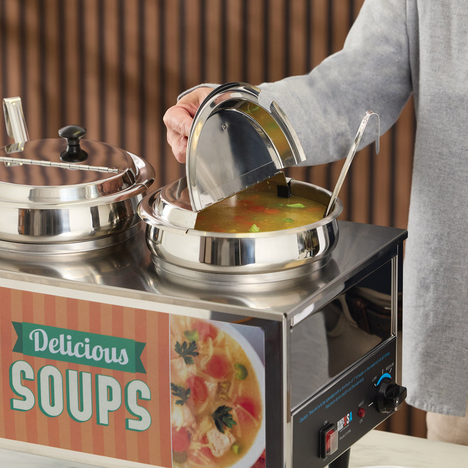 Winco INSH-7 Quarts Hinged Inset Cover for 7 Qt Heavy Weight Stainless Steel Mirror Finish