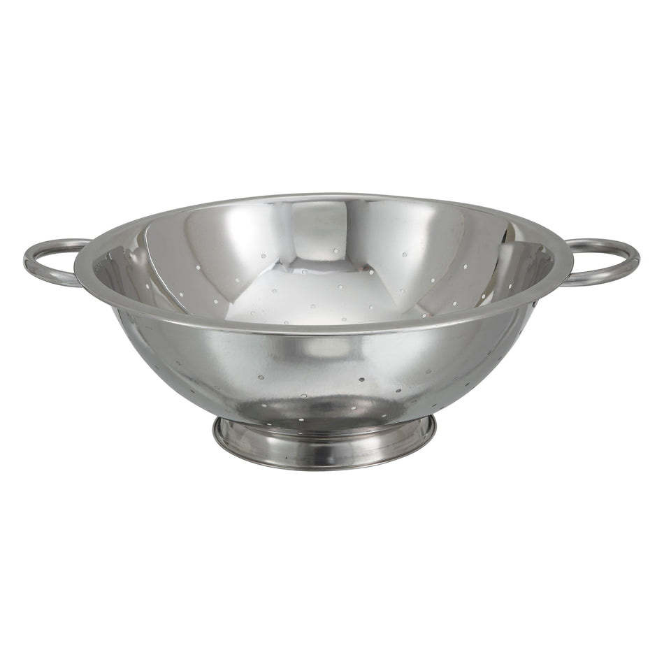 Winco COD-8 8 Quart Colander 14 Inch Round Stainless Steel with Easy Drain