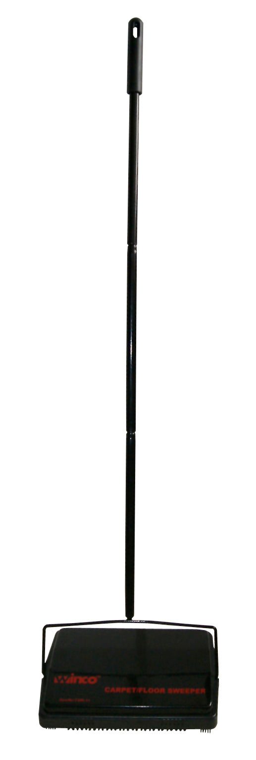 Winco FSW-11 11 Inch Rotary Floor Sweeper Steel Handle Natural Bristles