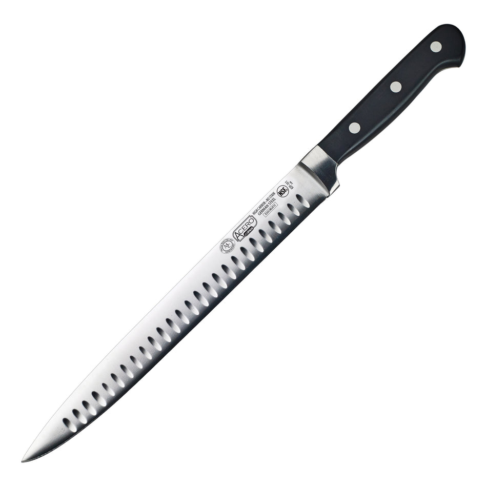 Winco KFP-101 10 Inch Blade Granton Edge Knife Forged Plastic Black
