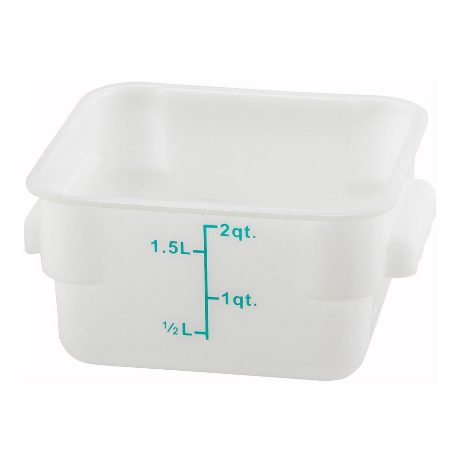 Winco PESC-2 2 Qt Storage Container Square with Built-in Handles Polypropylene White