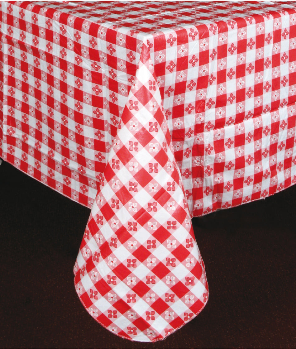 Winco TBCO-90R 90 Inch Vinyl Table Cloth Red Checkerboard