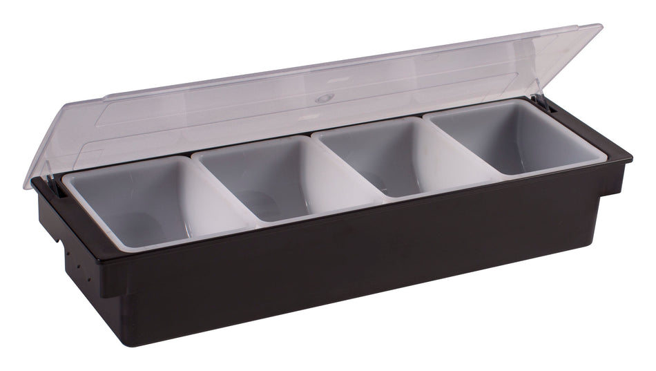 Winco CCH-4 19-3/8 Inch Condiment Dispenser with Removable Inserts Black ABS