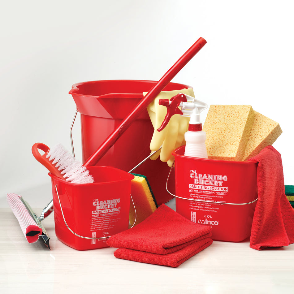 Winco PPL-3R 3 Quart Sanitizing Bucket Polypropylene Red