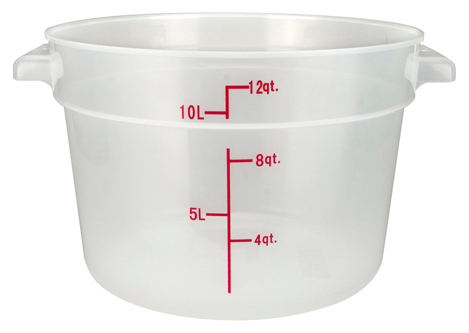 Winco PTRC-12 12 Qt Storage Container Round with Built-in Handles Polypropylene