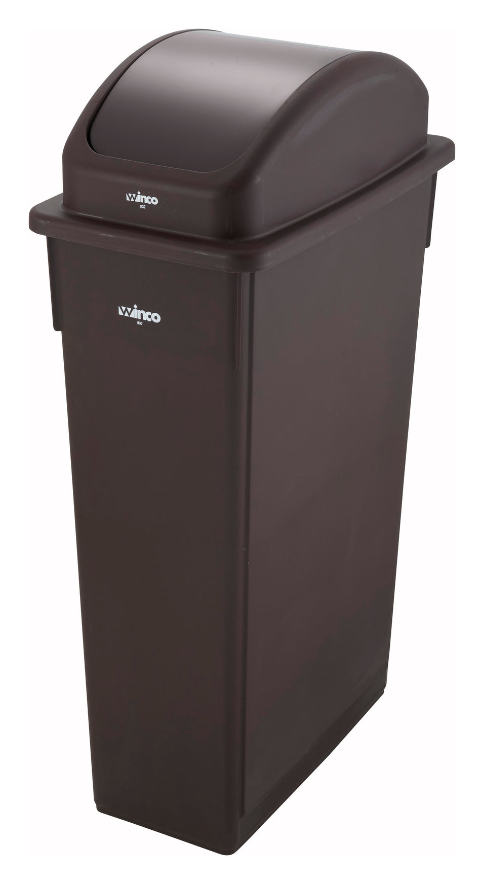 Winco PTC-23B 23 Gallon Trash Can Brown HDPE Rectangular Waste Receptacle