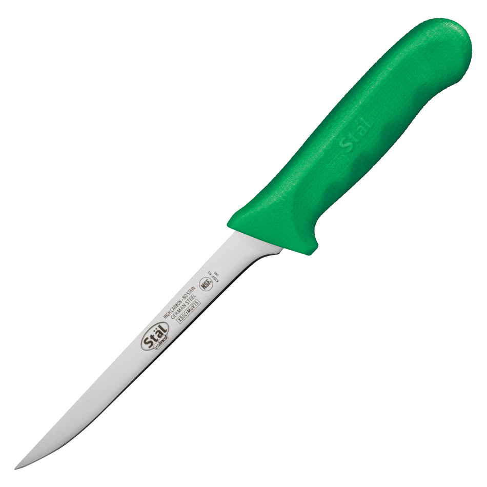Winco KWP-61G 6 Inch Blade 10-7/8 Inch Overall Length Boning Knife Green Polypropylene