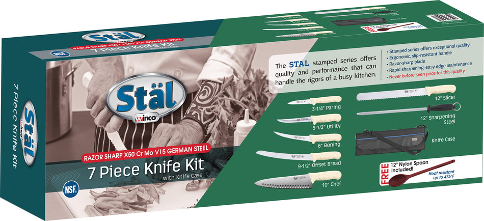 Winco KWP-KIT1 9-pc Knife Set with 3-1/4 Inch Paring Knife High Carbon Steel