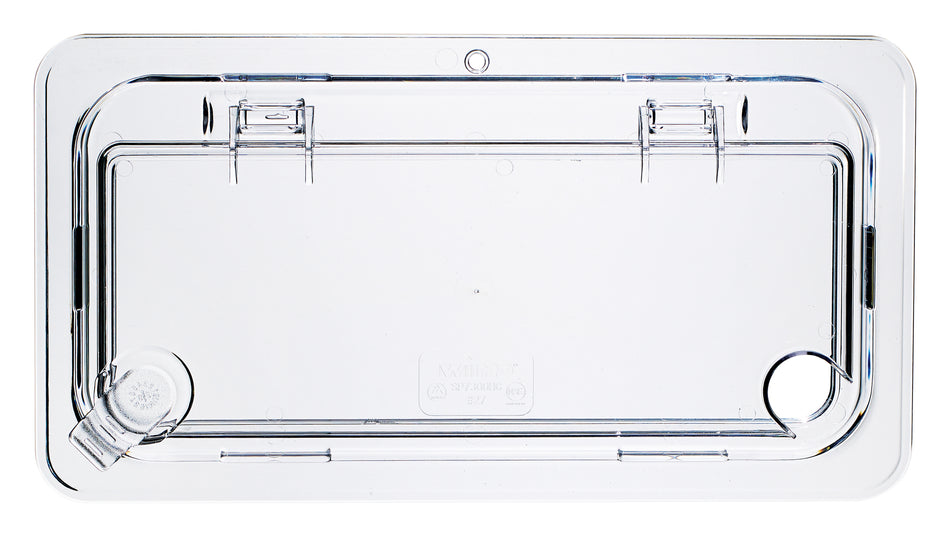 Winco SP7300H 1/3 Size Hinged Food Pan Cover Notched Polycarbonate