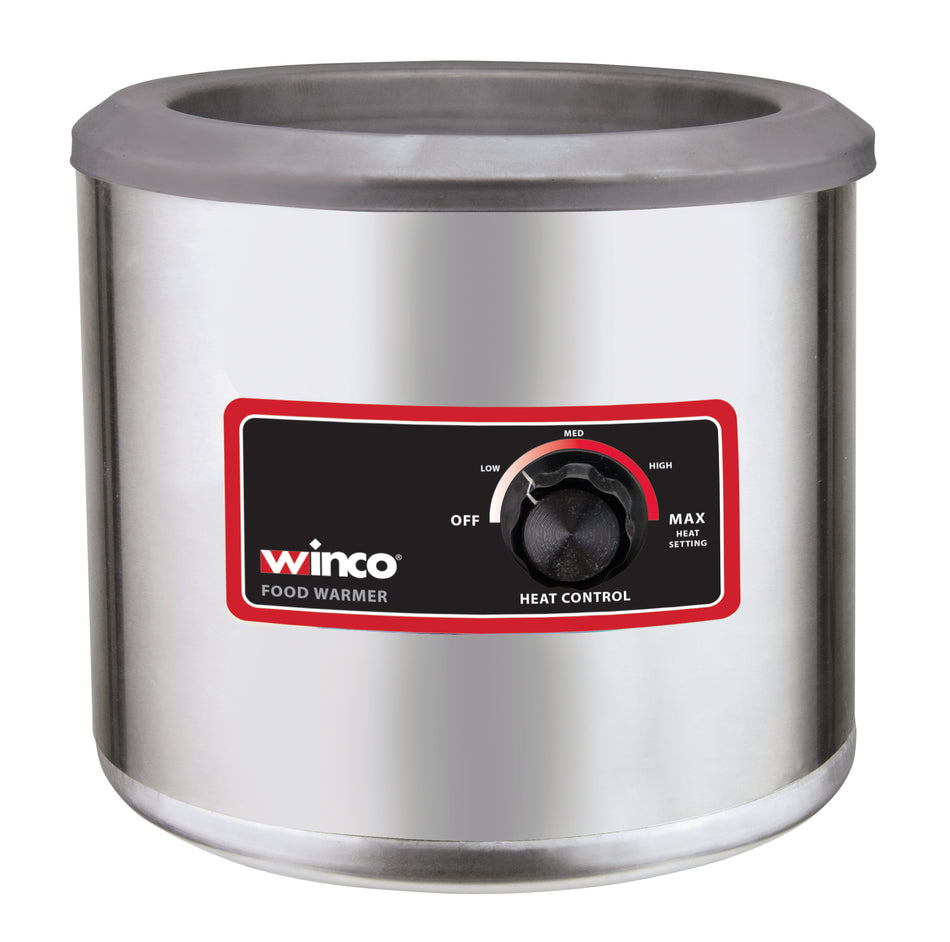 Winco FW-7R250 7 Qt Electric Food Warmer Round Stainless Steel with Manual Controls