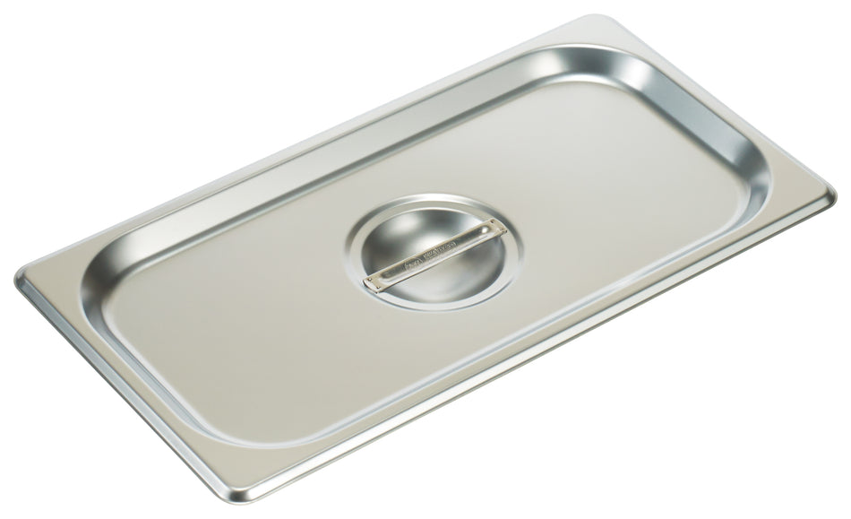 Winco SPSCT 1/3 Size Solid Steam Table Pan Cover with Handle Stainless Steel