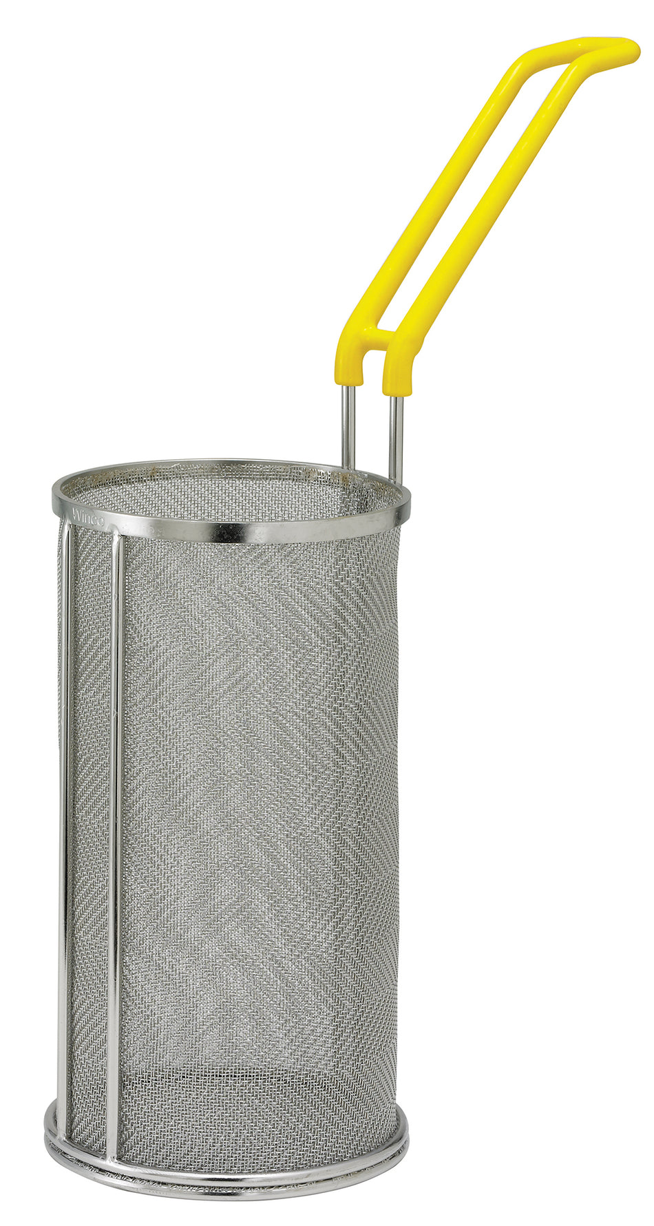 Winco MPF-59 5 Inch Diameter Connoisseur Pasta Basket with Ergonomic Handle Reinforced Frame Super Fine Mesh Stainless Steel