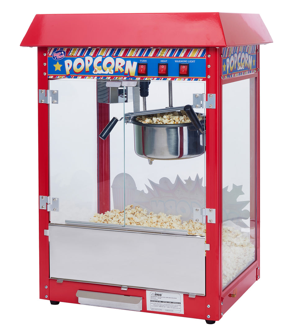 Winco POP-8R 22 Inch Electric Countertop Popcorn Machine with 8 Oz Kettle