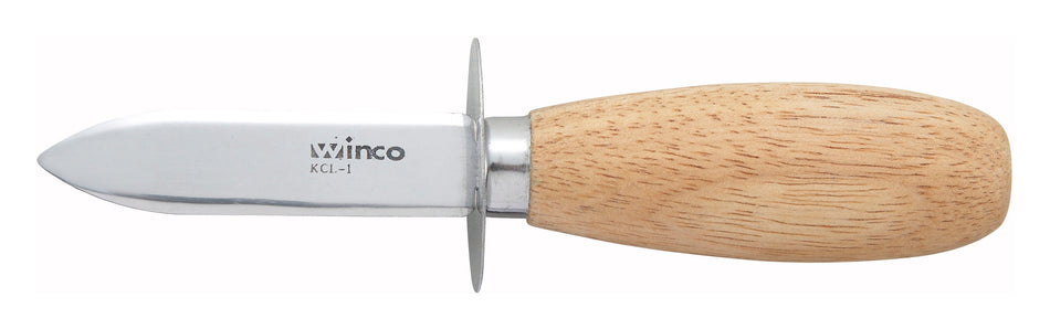 Winco KCL-1 5-7/8 Inch Overall 2-3/4 Inch Blade Oyster Clam Knife with Wooden Handle