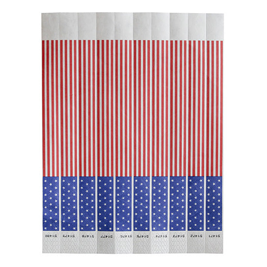 Winco WB-FLAG Bar Maid Waterproof Tear-Free Wristbands - American Flag (500 Pieces/Pack)