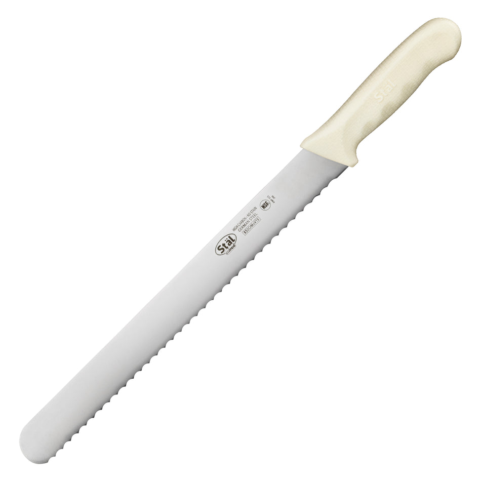Winco KWP-121 12 Inch Blade Wavy Edge Knife Polypropylene Handle White
