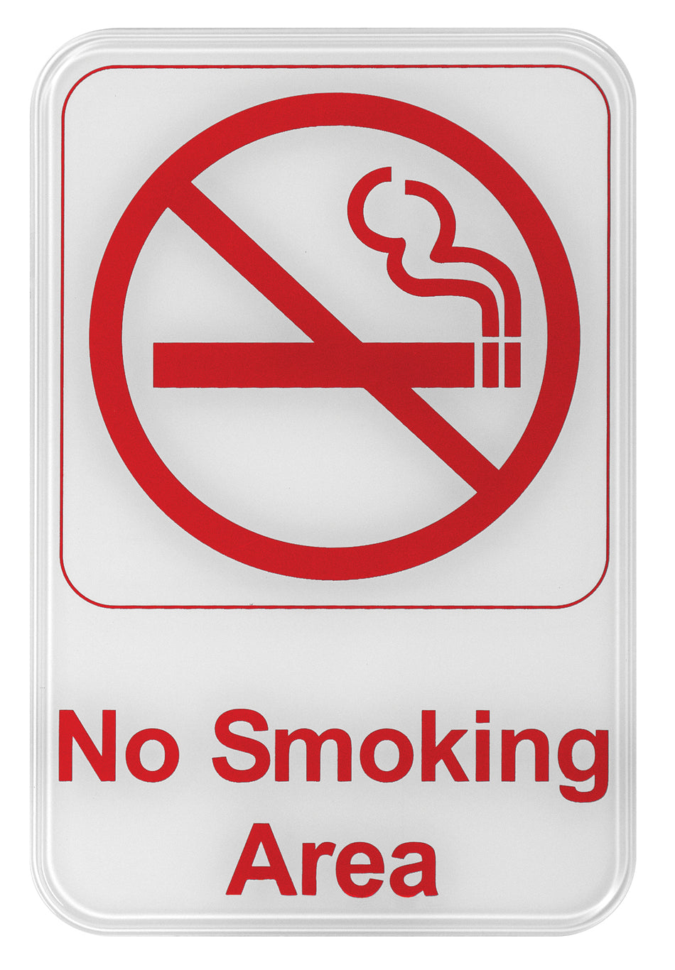 Winco SGN-684W 6 Inch Sign Compliance No Smoking Area Red on White