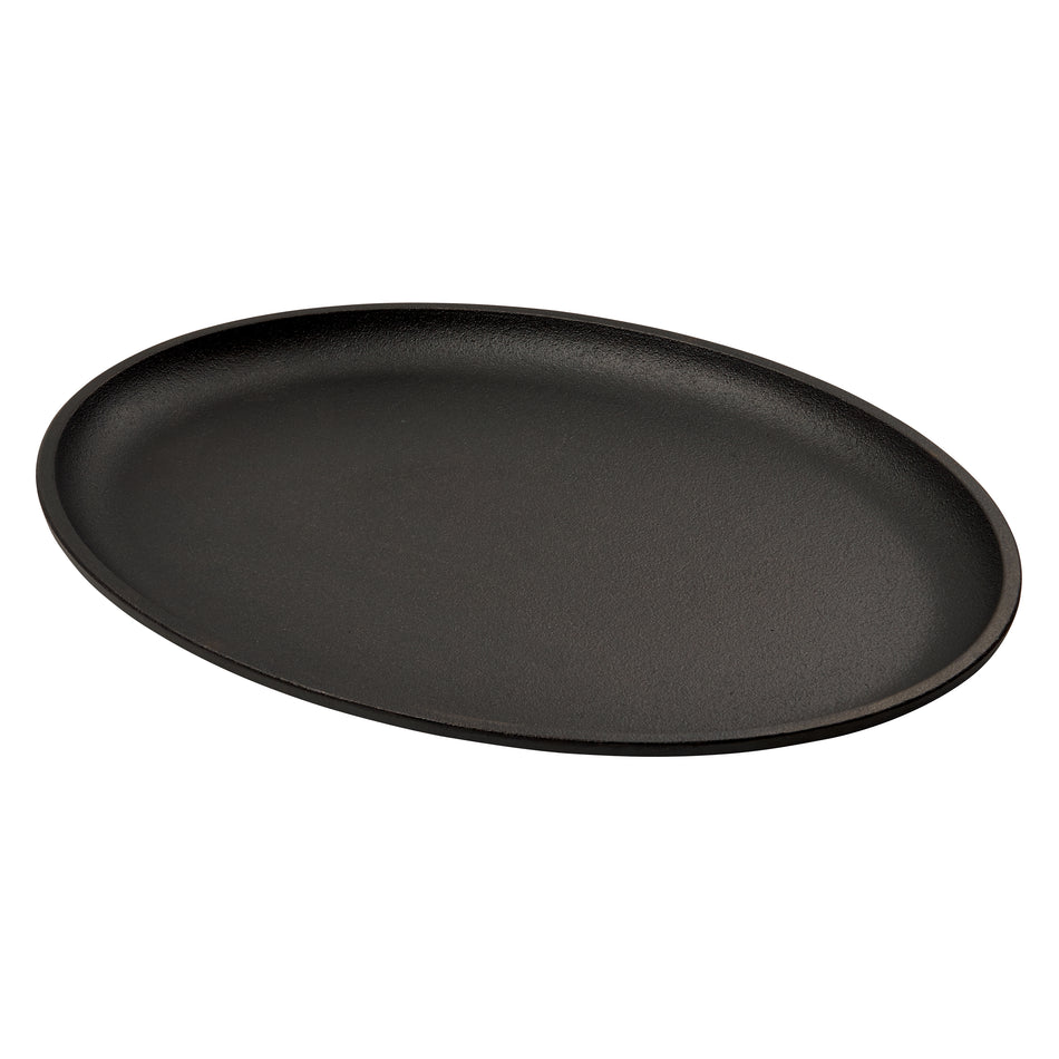 Winco CASG-13O 13 Inch Cast Iron Serving Griddle Oval Pre-seasoned