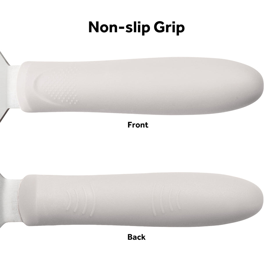 Winco TWPO-4 3-1/2 Inch Blade Offset Spatula Dishwasher Safe Slip-Resistant Polypropylene White Stainless Steel