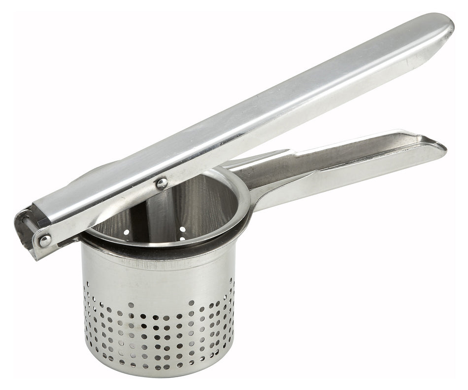 Winco PR-9 10 Inch Length Round Potato Ricer Stainless Steel Manual with Ergonomic Design