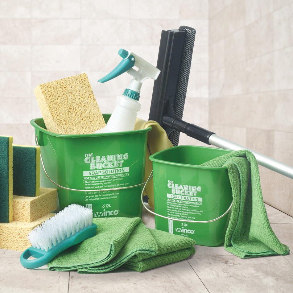 Winco PPL-6G 6 Qt Cleaning Bucket Polypropylene Green for Soap Solution