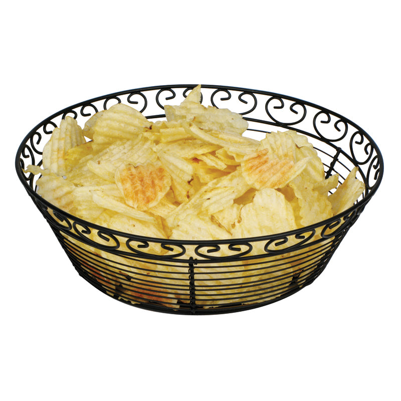 Winco WBKG-10R 10 Inch Diameter Round Basket Wire Construction Black