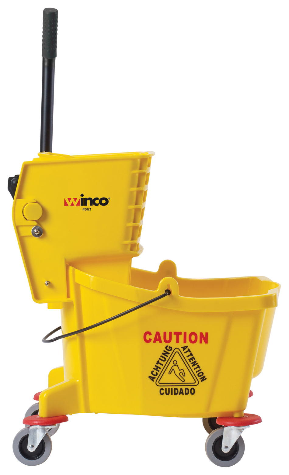Winco MPB-26 26 Qt Mop Bucket with Side Press Wringer Yellow Polypropylene