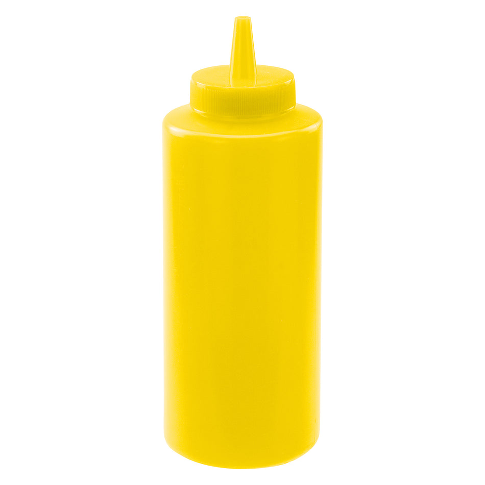 Winco PSB-12Y 12 Oz Squeeze Bottle BPA Free Plastic Yellow - 6 Packs