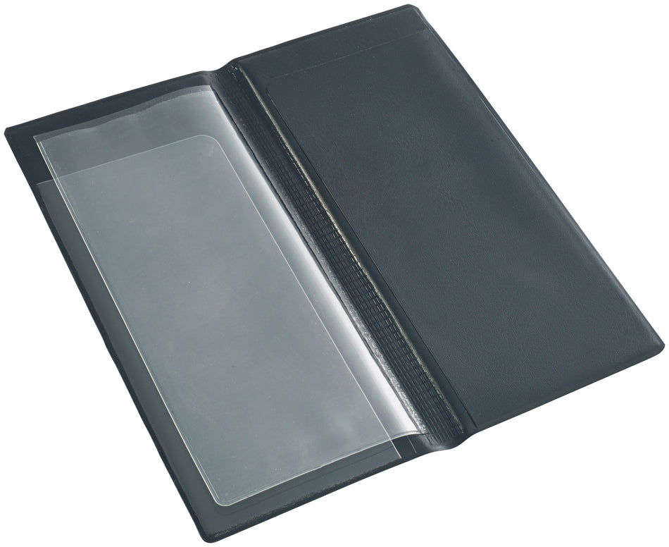 Winco CHK-3K 4.25 Inch Clear Sleeve Black Guest Check Holder with 3 Pockets