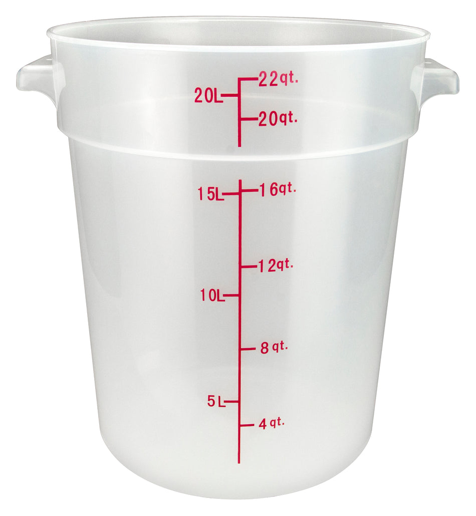 Winco PTRC-22 22 Quart Round Storage Container with Built-in Handles Polypropylene