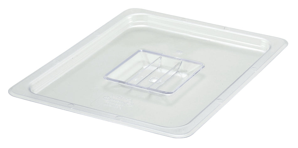 Winco SP7200S 1/2 Size Solid Food Pan Cover with Handle Polycarbonate Clear